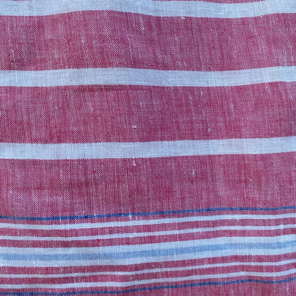 Talbots Linen Popover Top Pink Stripe Short Sleeve V Neck; Size: Medium - Picture 5 of 9